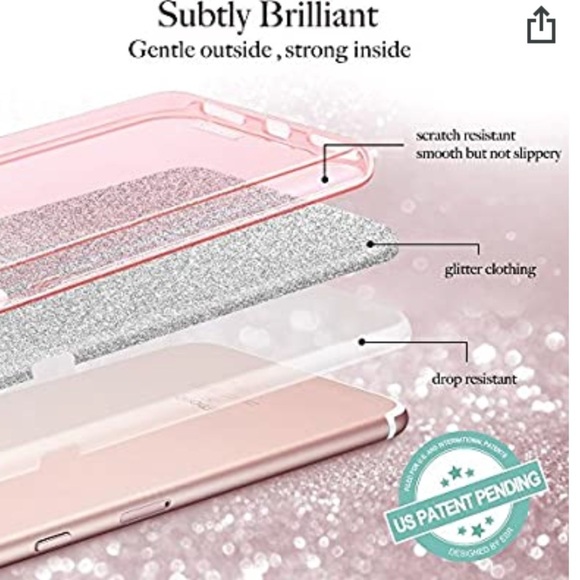 iPhone 7Plus Luxury Rose Gold Glitter Sparkle Case - Picture 4 of 7